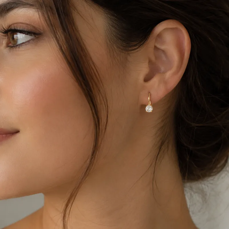 Aretes Plata 925 con Baño Dorado y Piedra Brillante – Elegantes y Minimalistas