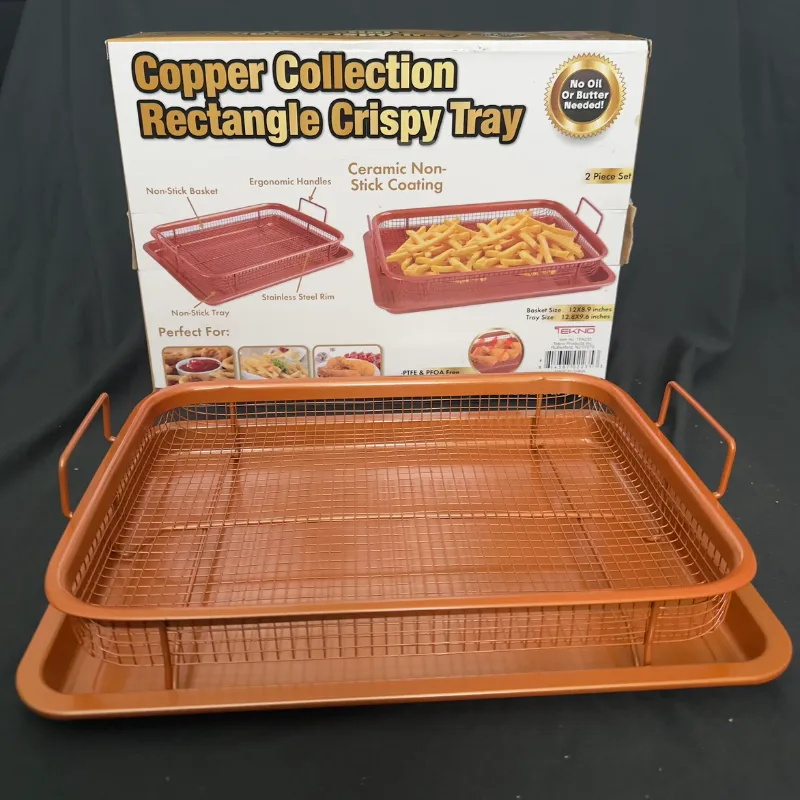 Bandeja Antiadherente Copper Collection para Horno – Crispy Tray con Canastilla (Set 2 Piezas)
