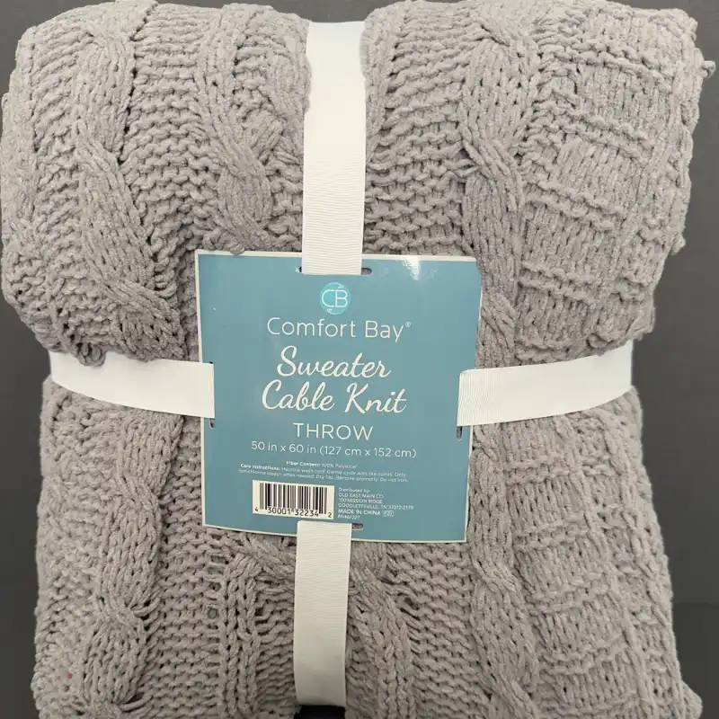 Comfort Bay Manta Decorativa Cable Knit Nueva 50x60