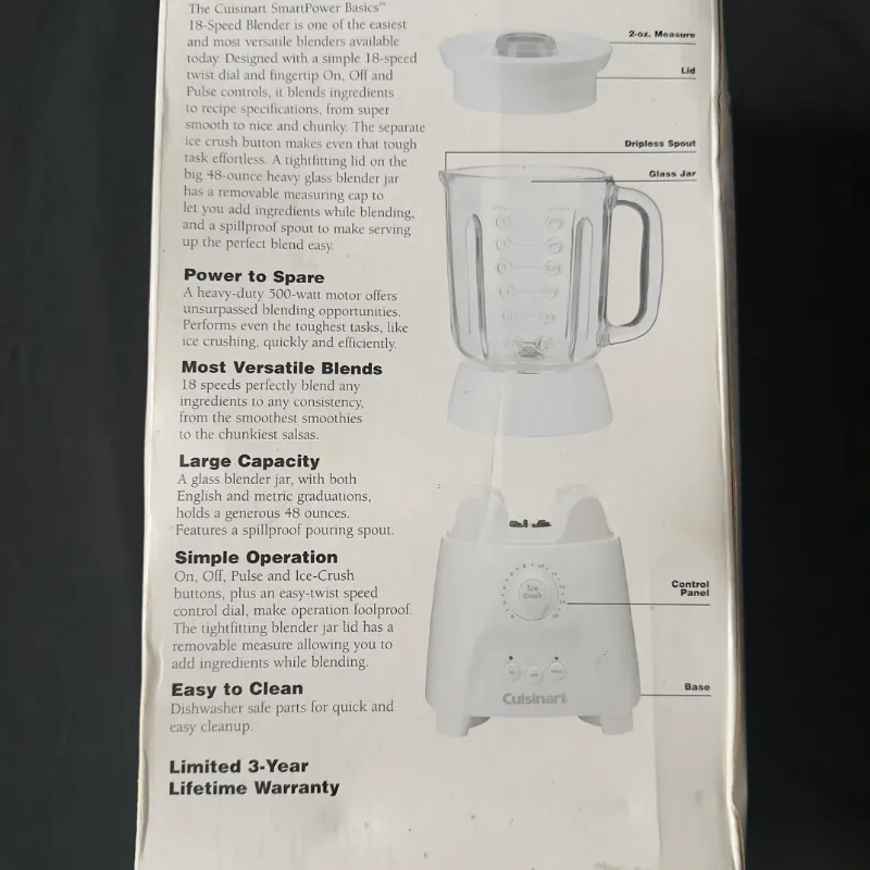 Licuadora Cuisinart SmartPower 18 Velocidades 500W – Blender 48oz