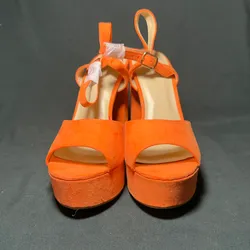 Sandalias Wild Diva de tacón alto con plataforma color naranja – nuevas y elegantes Talla 7