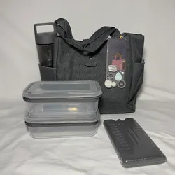 👉 Set de Lonchera Térmica con Envases, Botella y Ice Pack – Nuevo