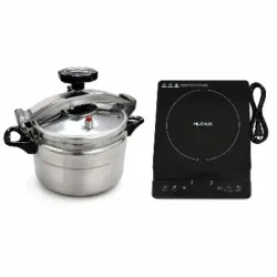 ESTUFA DE INDUCCIÓN SIMPLE MILEXUS + OLLA DE PRESIÓN DE ROSCA 5L MILEXUS