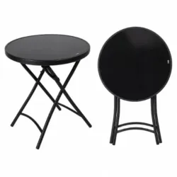 MESA PLEGABLE NEGRA REDONDA