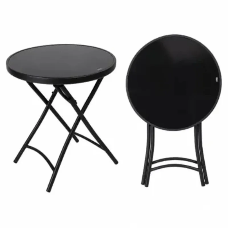 MESA PLEGABLE NEGRA REDONDA