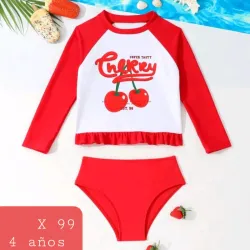 Bikini mangas largas rojo Cherry