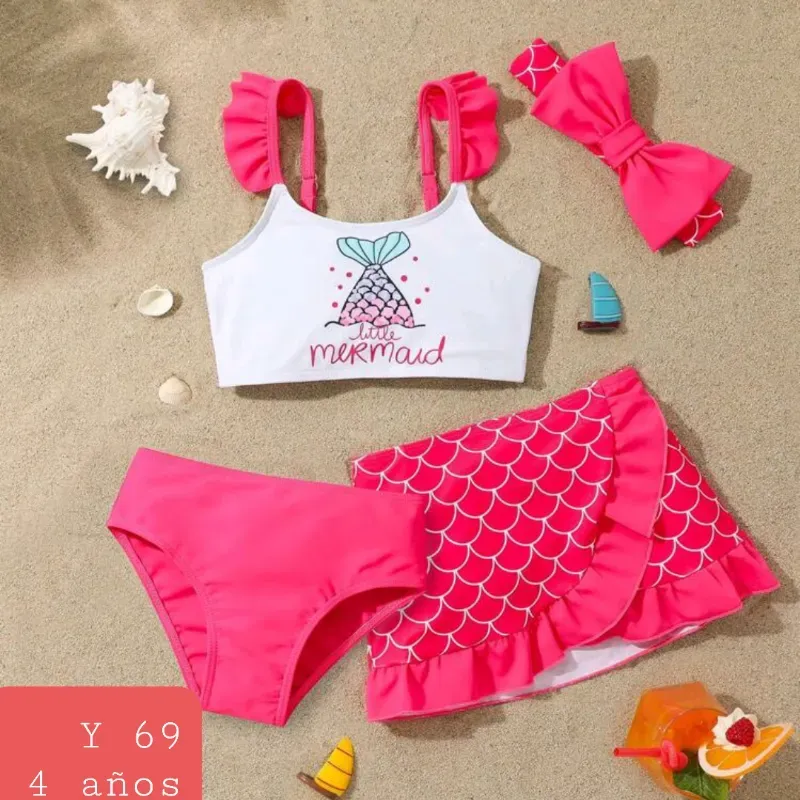 Bikini rosado 4 piezas de 🧜‍♀️ 
