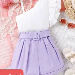 Blusa de un hombro y short ( viene con cinto) 