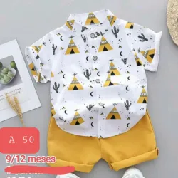 Conjunto de camisa blanco y amarillo