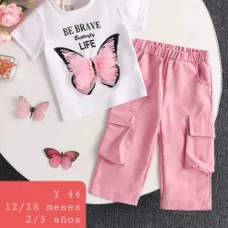 Pantalon cargo rosado pulov mariposa