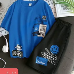 Pulover Azul de dibujos y short 