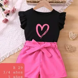Pulover y short Negro/rosa 