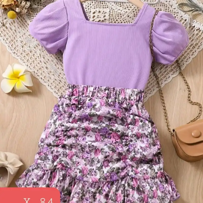 Saya y blusa de vestir Morado 