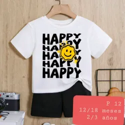 Short negro pulov blanco Happy