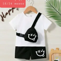 Short negro pulov blanco y cangurito