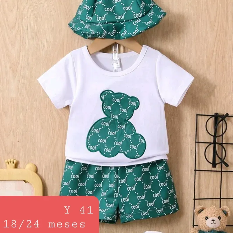 Short verde pulov oso con gorro