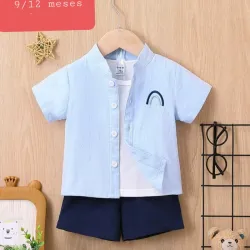 Short y camisa azul 