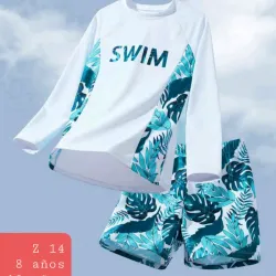 Traje baño varon blanco y verde Swin