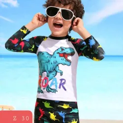 Traje baño varon de dinosaurios negro c colores