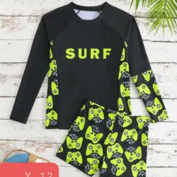 Traje baño varon negro y verde Surf