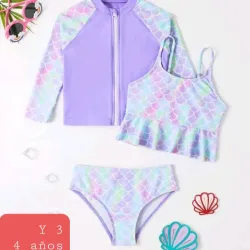 Trusa morada de 3 piezas de sirena 🧜‍♀️ 