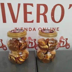 Potes de monedas de chocolate
