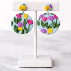 Aretes estampado floral