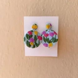 Aretes estampado floral