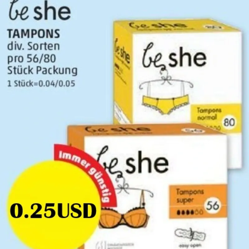 Tampones Menstruales Be She REGULAR por unidades (no cajas)