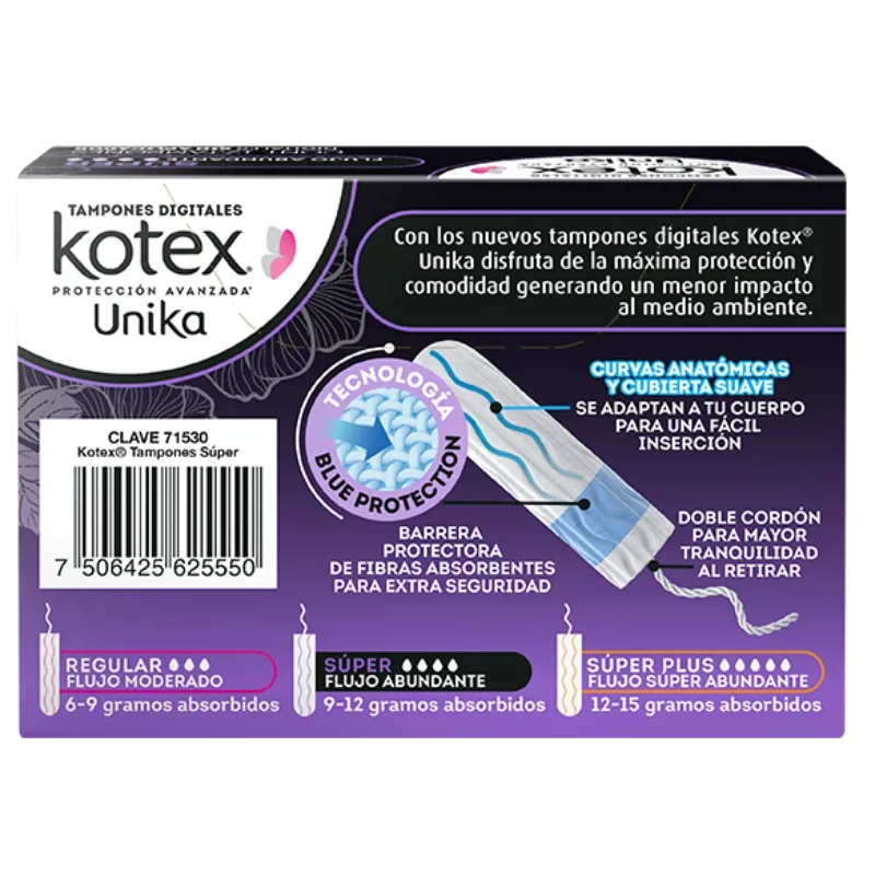 Tampones Menstruales Kotex SUPER caja 12 unidades (no sueltos)