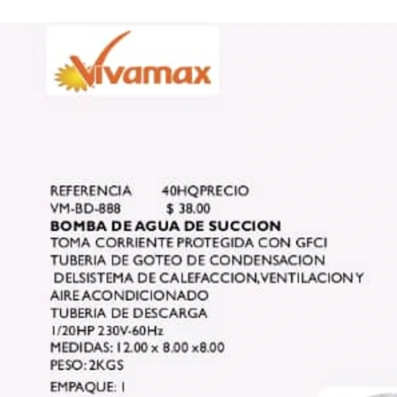 Bomba de Agua de Succión