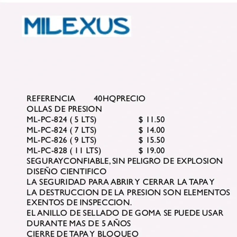 Olla de Presión 5-11 Lt