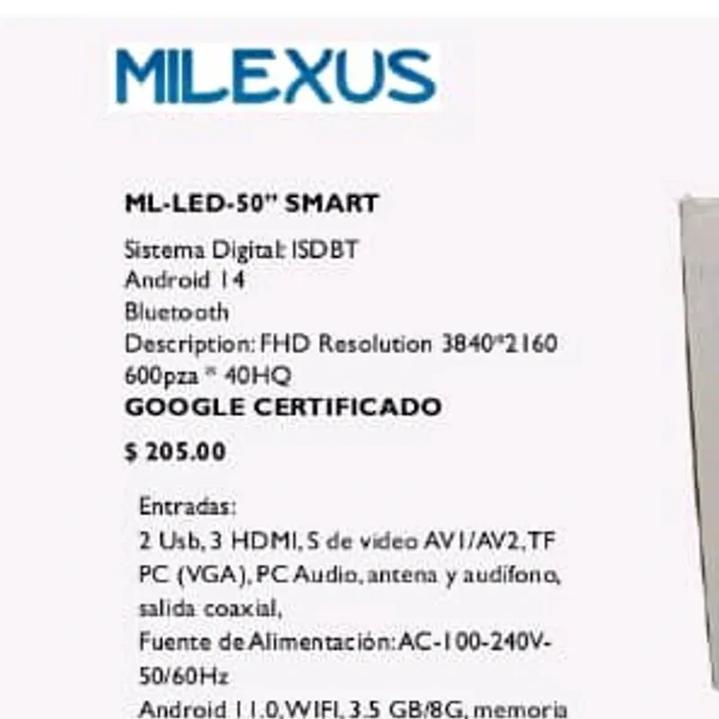 Televisor 50" Smart 4K