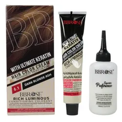 tintes para cabello BB Rose (Rich Luminous Conditioning Colorant con keratina), específicamente tonos como el 6.1 (Rubio Cenizo Oscuro