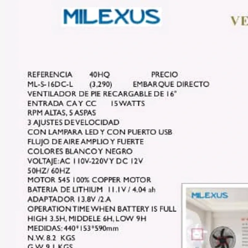 Ventilador Recargable