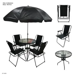 Juego de terraza con sombrilla