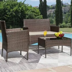 Juego de terraza ratán 4 piezas