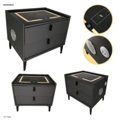 Mesa de noche inteligente 2 gavetas Luz led