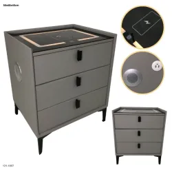 Mesa de noche inteligente con Led 3 gavetas