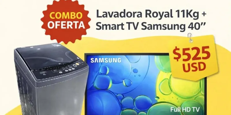 Smart TV SAMSUNG + LAVADORA AUTOMATICA 11K CARGA SUPERIOR