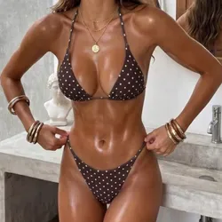 Bikini marrón de puntos