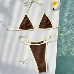 Bikini marrón y amarillo