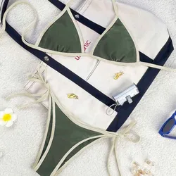 Bikini verde y beige