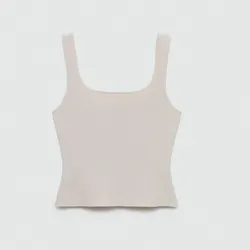 Top beige escote cuadrado