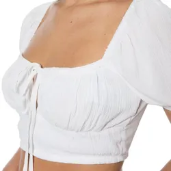 Top blanco hombro bombillo