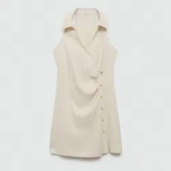Vestido beige de cuello