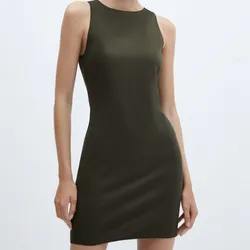 Vestido corto verde olivo