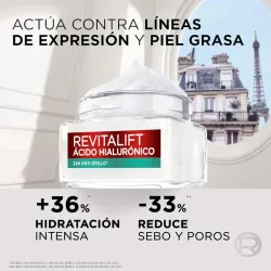Crema facial de Gel Ácido Hialurónico 24H anti-brillo Revitalift L'oréal 50ml