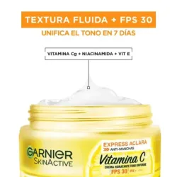 Crema Facial Hidratante Tono Uniforme con Vitamina C FPS 30+ L'oréal Garnier Express Aclara 50ml