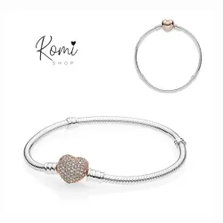 Pulsera Pandora Cierre Corazón Rose Pave